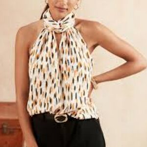 🆕️ BANANA REPUBLIC Halter Twist Neck Sleeveless Blouse PETITE SIZE: XXS